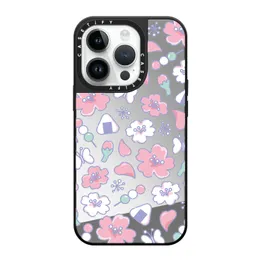 Projektanci Połączenia telefonu Casetyfy Sakura Pink Shockproof Case na iPhone 11 12 13 14 15 Plus Pro Max Soft TPU Ochronne okładka telefoniczna dla kobiet dziewczęta