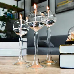 Kerzenhalter transparente handgefertigte Glas Kerzenkreative Runde Halter Öllampe Hochzeit Dinnerparty Kerzenlicht Tischdekoration