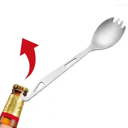 Łyżki długie łyżka kempingowa 2 w 1 projekt Sliver Titanium Spork Spork Piknik Stwardność stołowa plecakowy Rękochwa