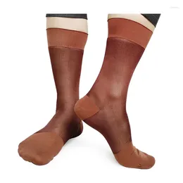 Мужские носки Нейлоновый шелк для мужского сексуального вида через формальный костюм бизнес -фетиш -колледж мужски для шланга кофе кофе
