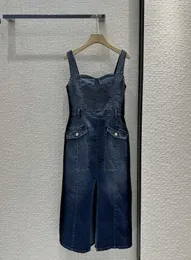 Vestidos de estilo de rua de Milan Runway 2024 Novo primavera no verão Spaghetti Selas Saias da Mesmo Estilo Vestido de Designer Feminino 0512-1