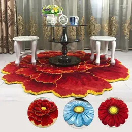 Carpets 3D Peony Pattern Thick Carpet Nordic Art Flower Rug Soft Flocking Daisy For Living Room Bedroom Anti-slip Hallway Door Mat