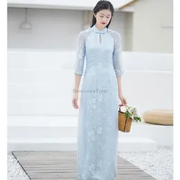 Abbigliamento etnico 2024 Vietnam Aodai Fairy Temperament Dress Cinese Exquisito Jacquard Art Jacquard Vestido Cavallo Slim Ao Dai Split
