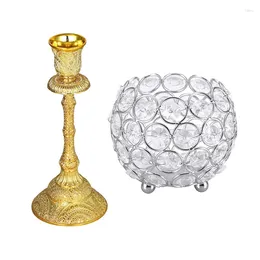 Titulares de vela Stand Metal Stand Candelabra Taper Golden Candlestick B Luz de chá de cristal (10 cm)