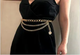 Vintage skiktade flickor Body Chain Classic Ladies Gold Chain Belt Women Sexig ChainLink midja Hip Belt9587085