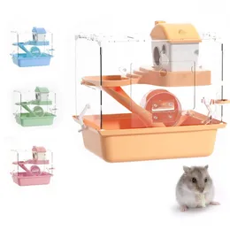 Mini Şeffaf Hamster Kafesi Güçlü Toka Gine Domuz Küçük Hayvan Kafesi Panoramik Hamster Evi Habitat Küçük Evcil Hayvan Yetiştirme Kutusu 240507