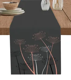 Pink Color Silhouette Dandelion Table Runner Wedding Decor Table Cover Dinner Holiday Party Linen Tablecloth 240509