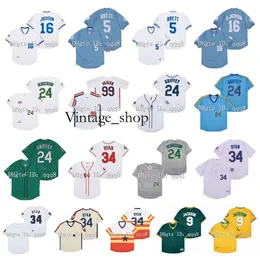 Vin Vintage 16 Bo Jackson Jerseys 5 George Brett 24 Ken Griffey Jr 34 Nolan Ryan 99 Ricky Vaughn 9 Reggie Jackson 24 Rickey Henderson Green