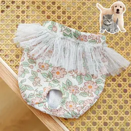 Dog Apparel Pet Lace Calça fisiológica Higiene Feminina Segurança feminina Teddy Período de calcinha menstrual à prova de vazamento