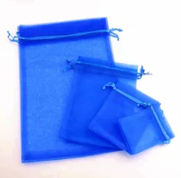 Royal Blue Organza Jewelry Gift Pouches Pouch Bags For Wedding Favors 7x9cm 9x11cm 13x18cm pärlor 100pcslot4391407