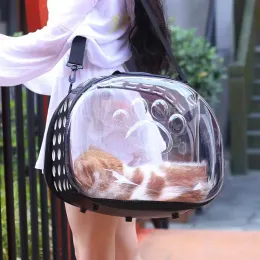 Carrinhos de carrinhos transparentes bolsa de gato portátil bolsa de transportadora respirável para gato de cachorro pequeno cão dobrável lavável bolsa confortável e espaçosa