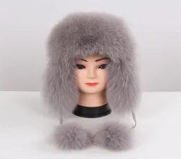 Women Natural Fur Russian Ushanka Hats Winter Thick Warm Ears Fashion Bomber Hat Female Genuine Real Caps 2010194640478