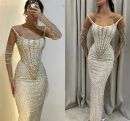 Luxury Pearl Mermaid Wedding Dresses Strapless Bridal Gowns Beading Tassel Appliques See Through Illusion Sweep Train Robe Bride Dresses BC18824