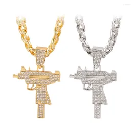 Hänge halsband mode submachine pistol kuba kedja män is av kristall guld silver färg charm halsband hip hop smycken kubansk
