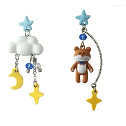 Dangle Earrings Cute Cartoon Animal Cloud Asymmetric Sweet Tassel Female February 14th Valentine's Day Gift