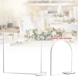 Forniture per feste 5 pezzi/set Numeri di tavolo da matrimonio trasparente acrilico arcuato a metà round sedile digitale Segno di decorazione fai -da -te supporto vuoto
