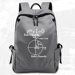 Ryggsäck euler formel matematik regel dagpack blå svart grå skolväska eulers ryggskolväska bärbar dag pack