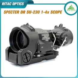 RITAC OPTICS ELCAN SPECTER DR SU-230 Tactical Rifle Scope 1x-4x Fixed Dual Purpose Scope Red illuminated Red Dot Sight for Rifle Hunting Shooting with Rubber Covers