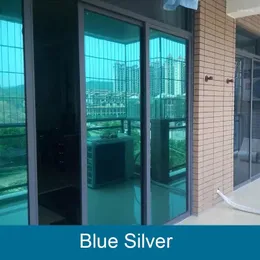 Adesivos de janela de uma maneira de filmar espelho azul prateado refletivo solar privacidade de privacidade de controle de calor de controle de calor decorativo 60 300cm