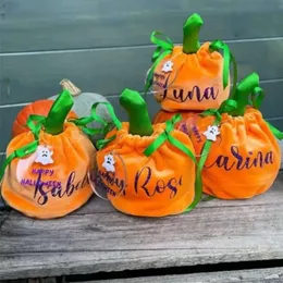 Or Treat Candy Wholesale Pouch Trick Bucket Orange Veet Pumpkin Basket Halloween Bags 1005 ange
