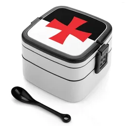 Servis riddare Templar Flag Bento Box läckesäker container för barn Beställ militär symbol Röda korset Oak Island