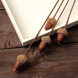 Decorative Flowers 5pcs DIY Natural Dried Pine Cone Acorns Fruits Branch Ornament Garland Wreath Christmas Home Party Wedding Decor