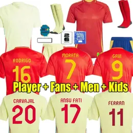 Spagna 24 25 maglia di calcio Morata Ferran Asensio 2024 Euro Cup Spanish National Team Football Shirt 2025 uomini Kit per bambini che si mette a casa camisetas Espana Rodri Olmo Ansu Fati