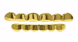 Teeth Grillz Jewelry Unisex Fashion 18K Gold Plated Body Jewelry Whole Hip Hop Environmental Copper Teeth Braces 2piece Set L4817126