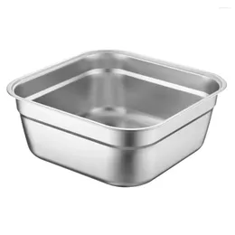 Dinnerware Sets Square Basin Kitchen Accessory Stainless Steel Soup Container Mixing Bowls Washing Flat Bottom