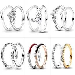 Authentic fit pandoras rings heart love ring Sparkling Sparkling Wishbone Heart Handwritten Love