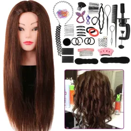 Mannequin -Köpfe Perückenpuppe menschlicher Modell Kopf mit Haarblond Brown Practice Curly Salon Training Stativ stehen 80% realistisch Q240510