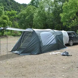 Çadırlar ve barınaklar, açık hava kamp turizm ekipmanı için bir çift destek direkleri dahil olmak üzere yağmur gölgelikli SUV arka çadırını yükseltti 5-8 PeopleQ240511