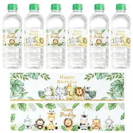 Party Supplies 10st Animal Zoo Birthday Water Bottle Label Custom Drink Sticker Baby Shower Boy Decor Kids Dino Tropical Theme