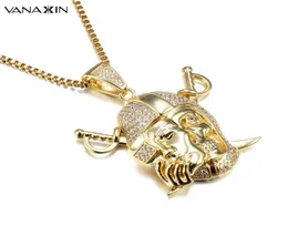 Vanaxin Pendantsnecklaces for Men CZ Cz Crystal Punk Hip Hop Jewelry Cz Gold Color Male Rock Strange Fashion 2018 Jewelry Male Box13279654