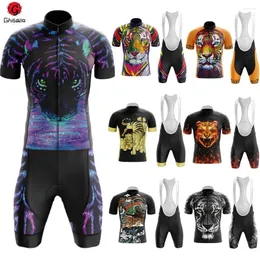 Racing Sets 7 Styles Tiger Cycling Jersey Set Retro Bicycle Suit Bike Summer Sleeve Men Bib Shorts Clothes Por Team Men's