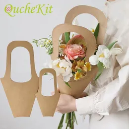 Wrap regalo 5 pezzi mangance Kraft Paper Flower Bags Birthday Birthday Box Rose Wrapping Borse Decorazione per la casa