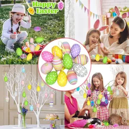 Figurine decorative Polka Dot Pattern Pasqua Easter Dipinge Eggs asilo con decorazione 2024 Happy Decor