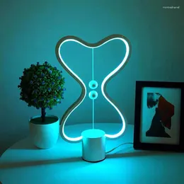 테이블 램프 LED 데스크 침실 홈 장식 RGB 침대 옆 램프 크리에이티브 디자인 균형 자기