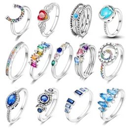 Authentic fit pandoras rings heart love ring Amazing Rainbow Heart Angel Elegance Suitable