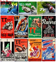 Retro tt Isle of Man Metal Znaki motocykl Rasy tablica za vintage sztuka talerze malarskie pubowe garaż sklep dom deco2201854