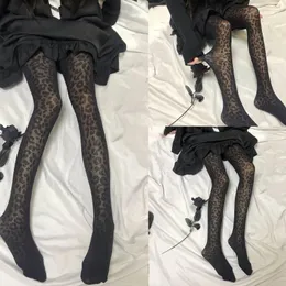 Kvinnors strumpor sexig ren se genom tights sömlösa leopardmönster strumpbyxor strumpor