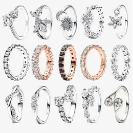Authentic fit pandoras rings heart love ring New Hearts Eternity-Sparkling Overlapping Band-Herbarium
