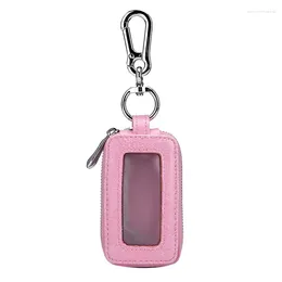 Schmuckbeutel Leder Home Car Key Case Doppelpocke Reißverschluss Mini Brieftasche Männer und Frauen Schlüsselbund Transparent transparent