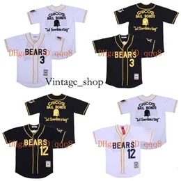 Vin Top Quality 1 Bad News Tanner Boyle Jerseys＃12 Kelly Leak White Black Stitched Baseball Jersey