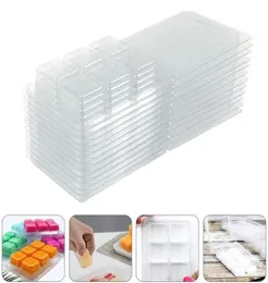 50pcs balmumu eriyik clamshell kalıpları Sabun hediyesi için net boş küp tepsisi wrap248z235u8376428