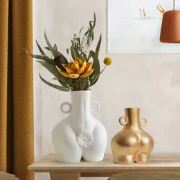花瓶北部の人体陶器白い樹脂花瓶のドライフラワーフラワーアレンジメント家庭装飾アクセサリーテーブルの装飾品
