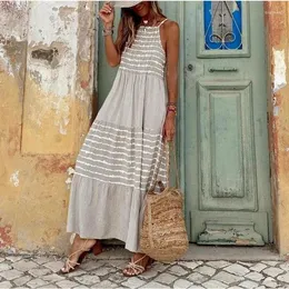 Повседневные платья Maxi Long Dress Women Mom Boho круглая стропа с полосаты