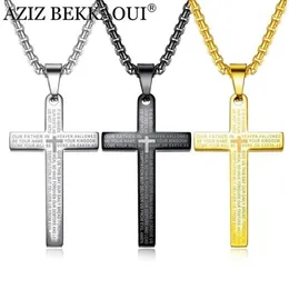 AZIZ BEKKAOUI Men's Titanium Steel Necklace Vintage Necklace Verse Boy's Pendant Bible Men's Accessories For Men Gift12329272