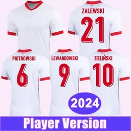 2024 Polands Mens Player Soccer Jerseys Lewandowski Zieliński Swiderski Grosicki Frankowski Zalewski Piatek Home Football Tabirts