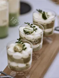 Coppe usa e getta cannucce da 20 pezzi di vino in vetro di bicchiere mousse tazza da tazza da dessert tavolo da dessert per il compleanno della festa trasparente